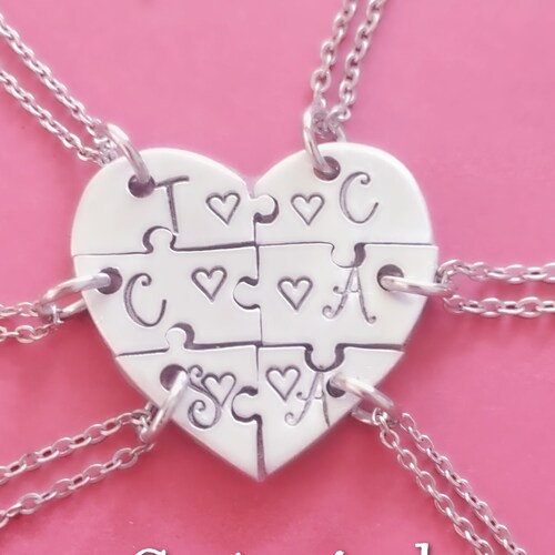 Six Heart Puzzle Piece Necklace 6 Piece Puzzle Set 6 Best Etsy
