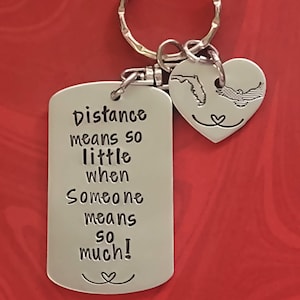 Long Distance Relationship Gift, Custom Keychain, Distance means so Little when Someone means so Much