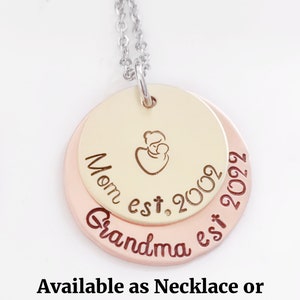 Personalized Mothers Day Gift, Mom Grandma Stacked Pendant Keychain or Necklace, Hand Stamped, Engraved Jewelry, Personalized