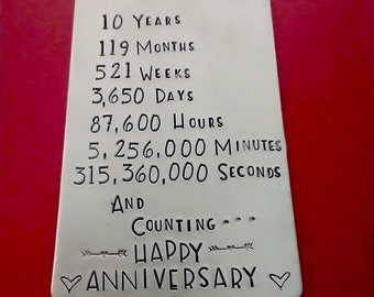 Traditional 10 Year Anniversary Gift - Etsy