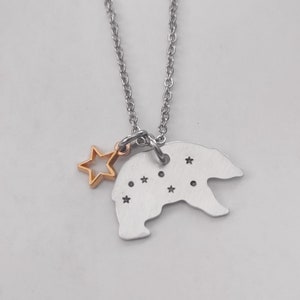 Ursa Major Constellation Necklace, The Great Bear, Hand Stamped Astronomy Constellation Jewelry, Stainless Steel