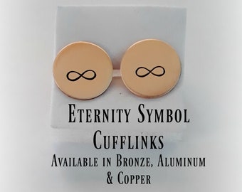 Eternity Symbol Anniversary Cufflinks, Hand stamped 10 Years Counting Anniversary Gift Boyfriend, Custom Stamped Gift for Husband