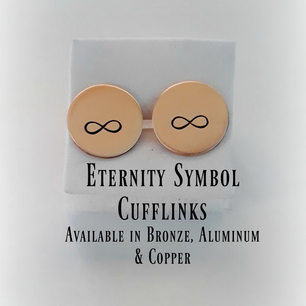 Eternity Symbol Anniversary Cufflinks, Hand stamped 10 Years Counting Anniversary Gift Boyfriend, Custom Stamped Gift for Husband