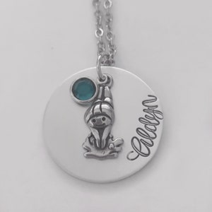 Personalized Swimmer Necklace, Hand Stamped Name Pendant Necklace, Swimming Jewelry, Swim Team, Swim Coach, Swim Mom, Engraved, Dive Team