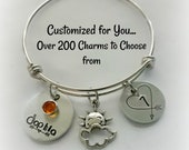 7th Birthday Girl, Personalized Charm Bracelet, Hand Stamped Name Birthstone Jewelry, 7 Year Old Daughter Birthday Gift Idea, Seventh BD