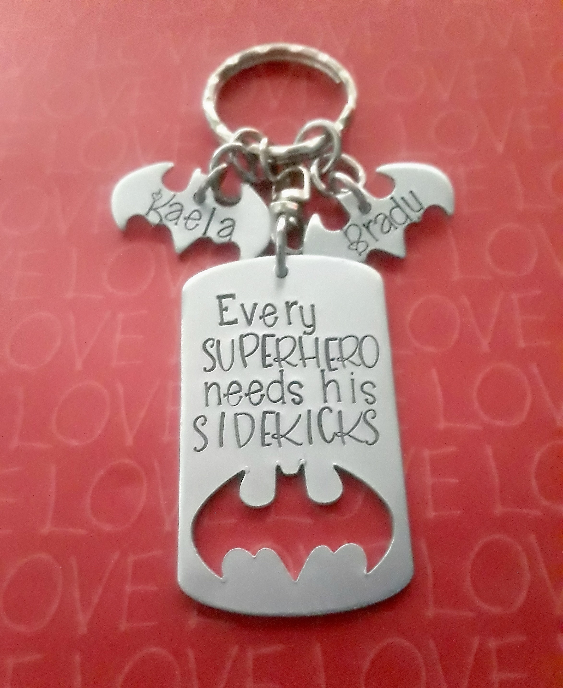 Father's Day Super Dad Hero Metal Keyring Personalised 