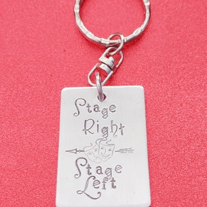 Theatre Gift, Hand Stamped Theater Keychain, Stage Left Stage Right, Don't Break Character, Gift for Actor, Actress, Thespian, Acting Coach image 2