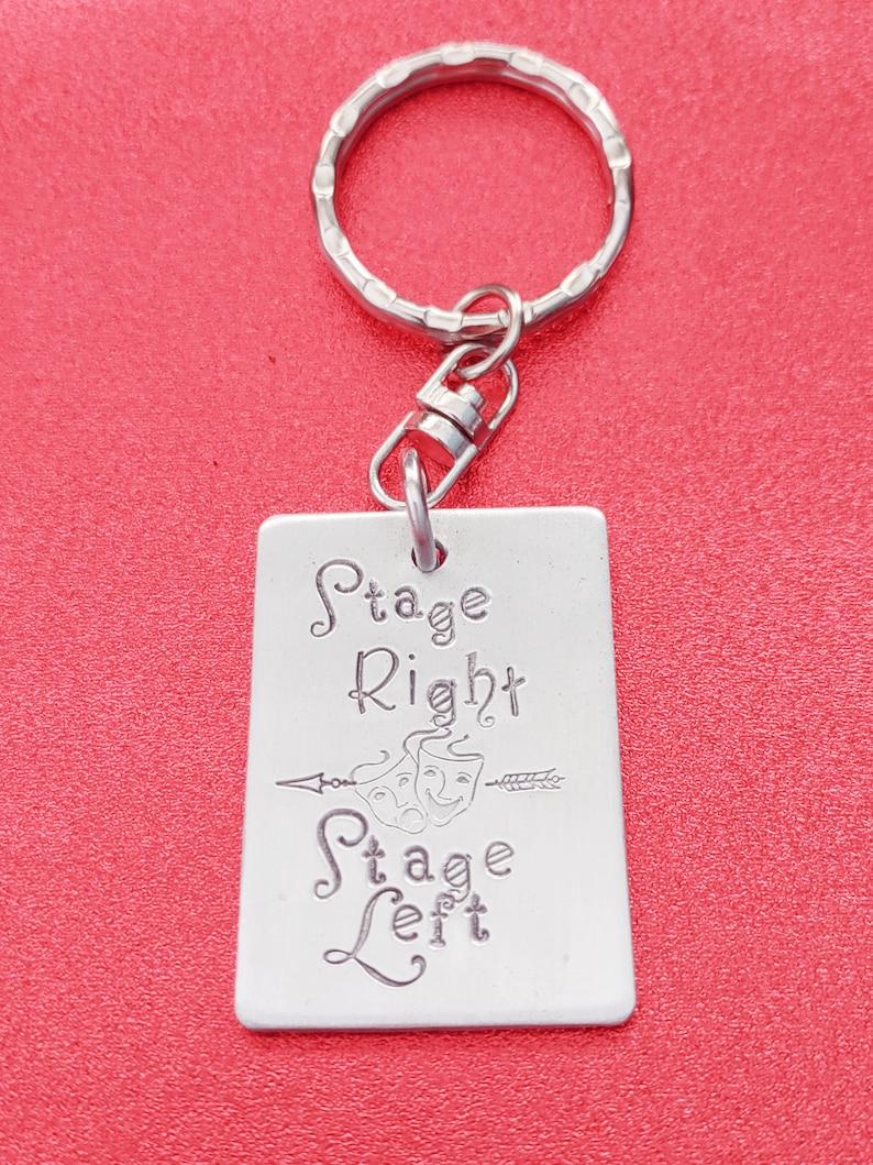 Theatre Gift, Hand Stamped Theater Keychain, Stage Left Stage Right, Don't Break Character, Gift for Actor, Actress, Thespian, Acting Coach image 2