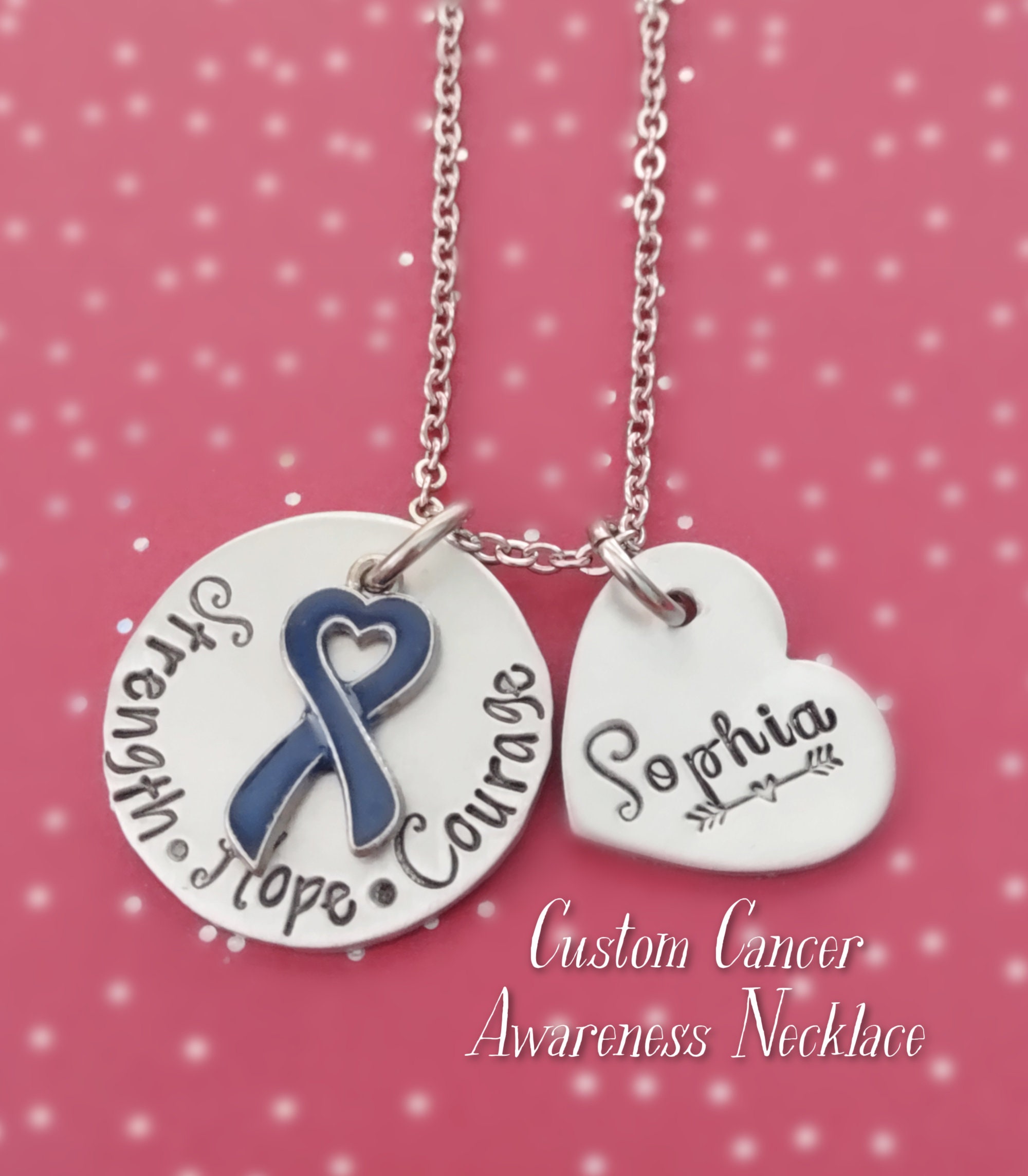 Custom Bone Cancer Awareness Silver Yellow Necklace Jewelry Choose Initial