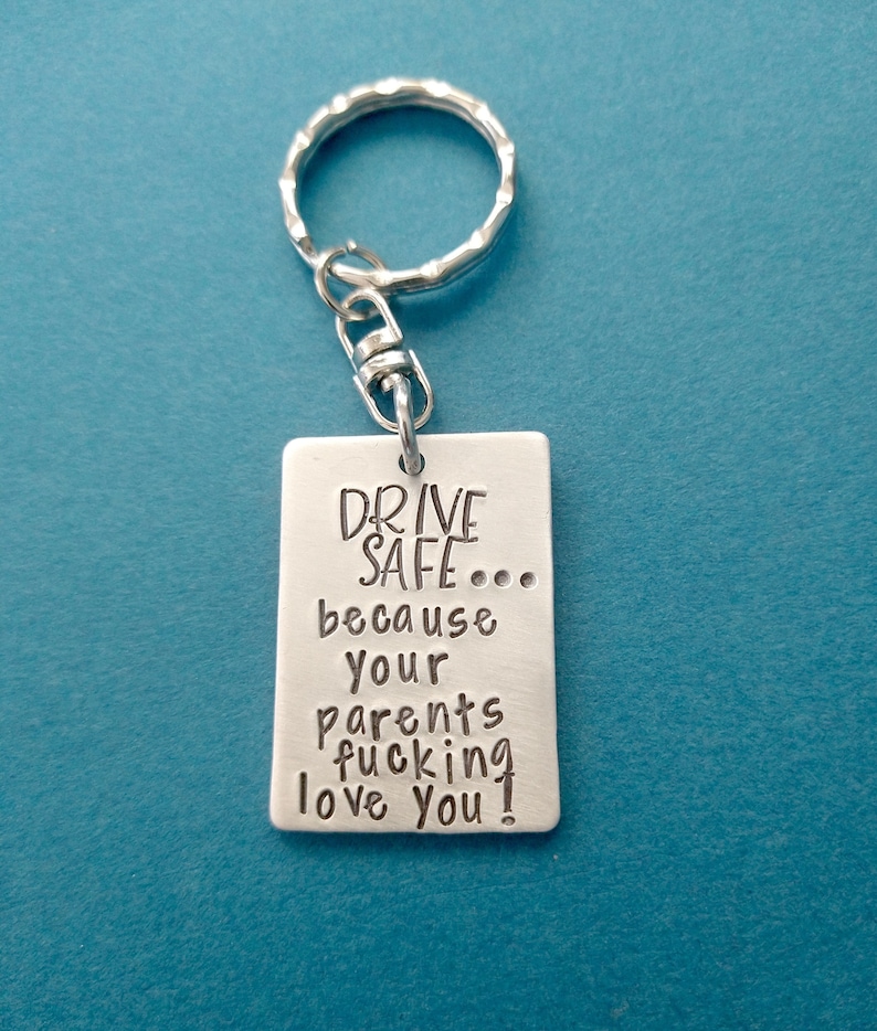 New Driver Keychain, Gift from Mom Dad Parents to Son Daughter, Drive Safe because your mom Loves You, Mature Adult Teenager Drivers License image 3