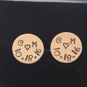7 Year Anniversary Copper Cufflinks, Personalized Hand Stamped Cufflinks, 7th Anniversary Gift for Him, Gift for Husband, Copper Anniversary image 4