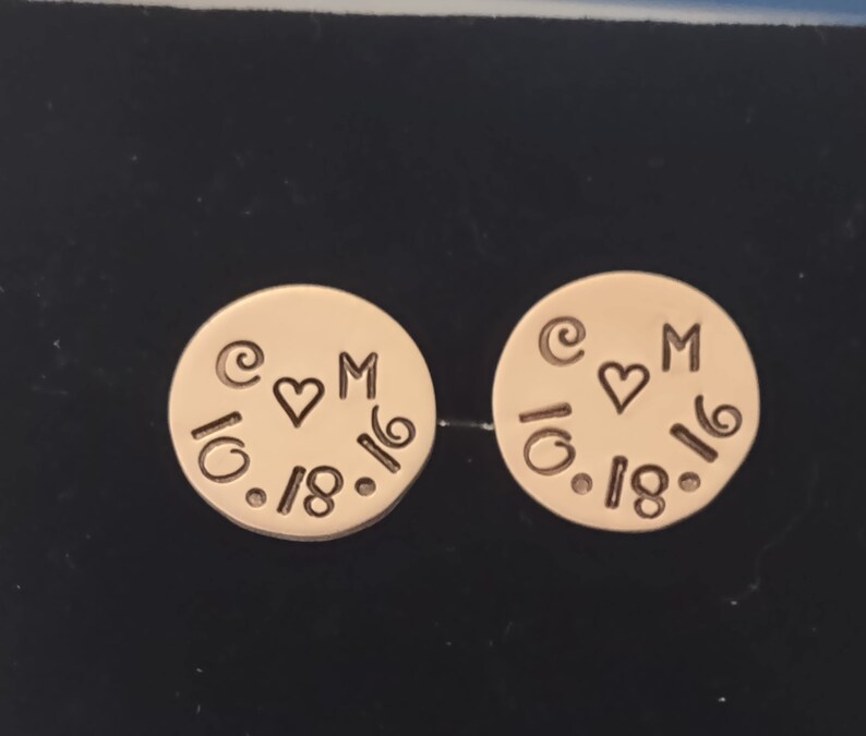 7 Year Anniversary Copper Cufflinks, Personalized Hand Stamped Cufflinks, 7th Anniversary Gift for Him, Gift for Husband, Copper Anniversary image 4