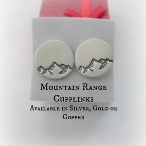 Mountain Range Cuff Links, Outdoors Man Engraved Cufflinks, Anniversary Gift, Camping, Hiking Gift for Him, Colorado Rockies