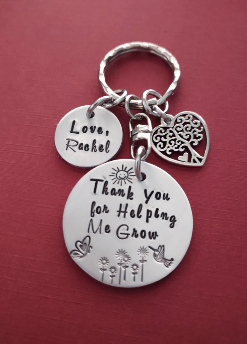 UOIPENGYI "Thank You For Helping Me Grow" Teacher Appreciation Keychain - Stainless Steel Gift - View #8