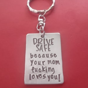New Driver Keychain, Gift from Mom Dad Parents to Son Daughter, Drive Safe because your mom Loves You, Mature Adult Teenager Drivers License image 2
