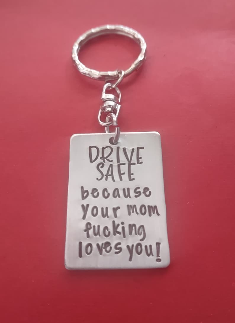 New Driver Keychain, Gift from Mom Dad Parents to Son Daughter, Drive Safe because your mom Loves You, Mature Adult Teenager Drivers License image 2