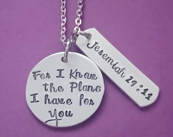 For I Know The Plans I Have For You Necklace, Jeremiah 29:11, SCRIPTURE Jewelry, Biblical Verse Quote Jewelry, Custom Bible Quote Necklace