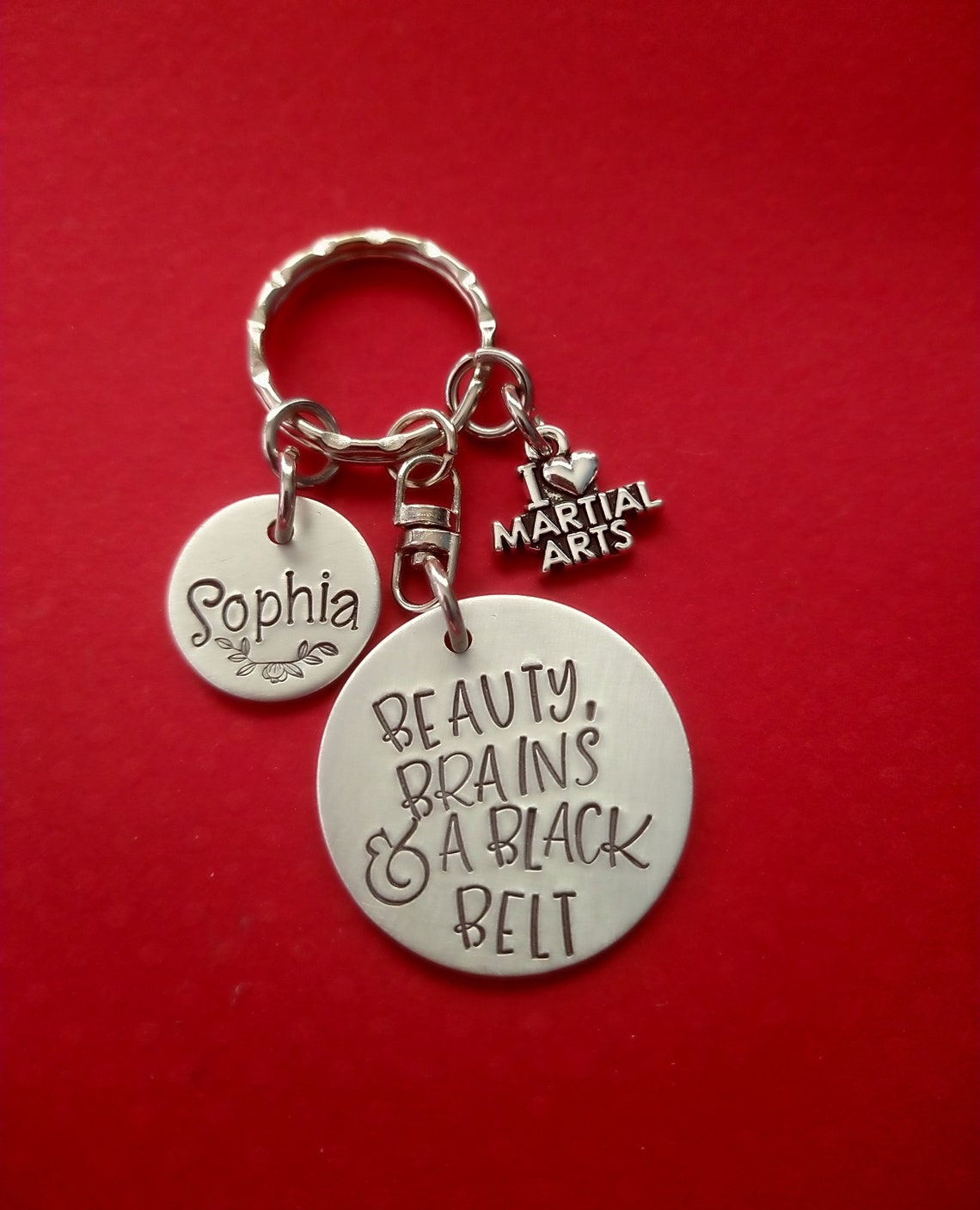 Personalized Martial Arts Keychain Hand Stamped Karate Key Etsy