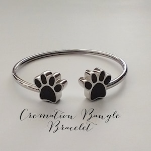 Paw Print Urn Pet Memorial Bracelet, Double Urn Cuff, Pet Memorial Jewelry, Sympathy Gift, Dog Cat Memorial, Stainless Steel Adjustable