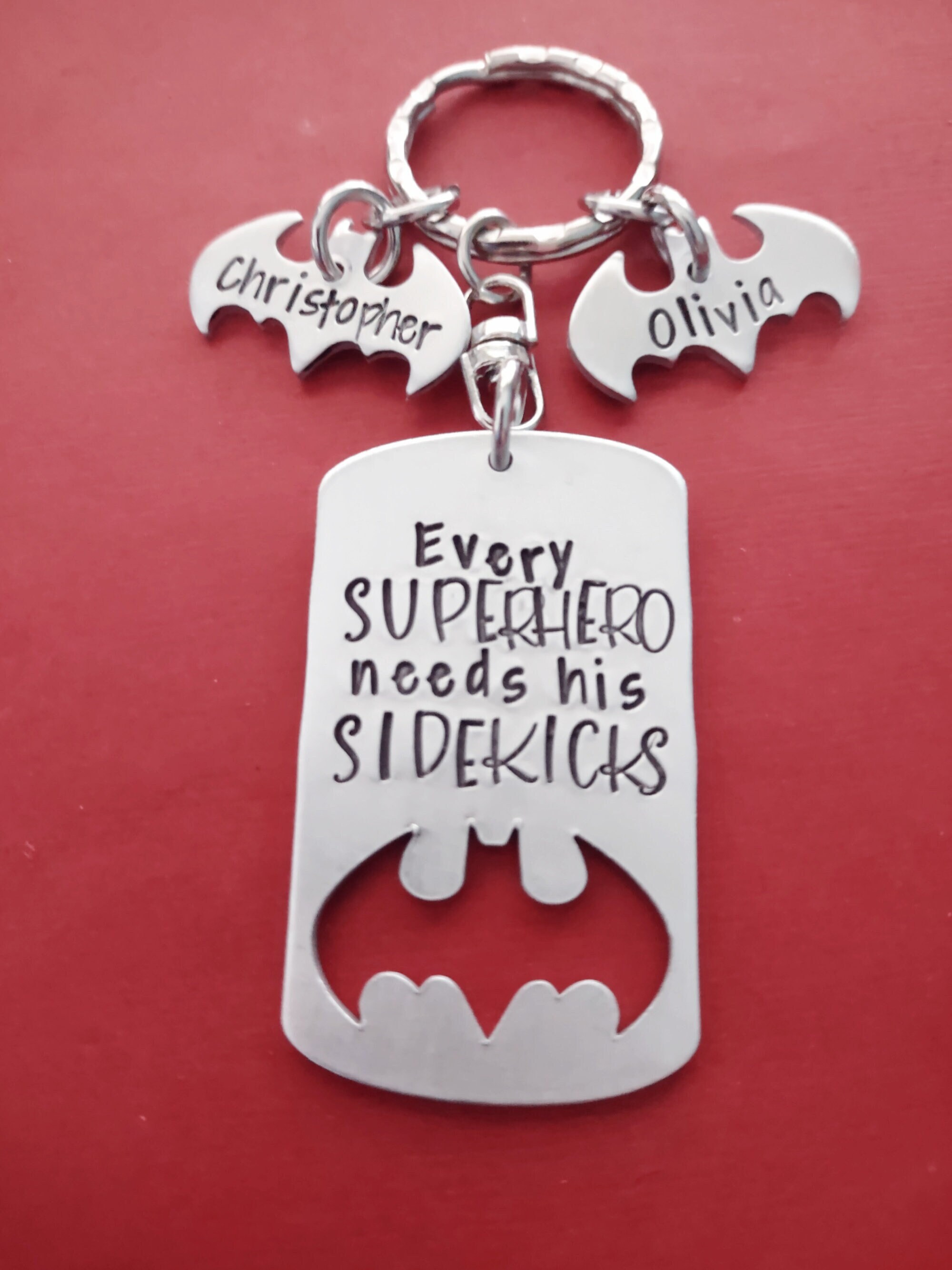 Key Chain Key Ring Gift for Dad Personalized Superhero Keyring Super Hero Keychain 