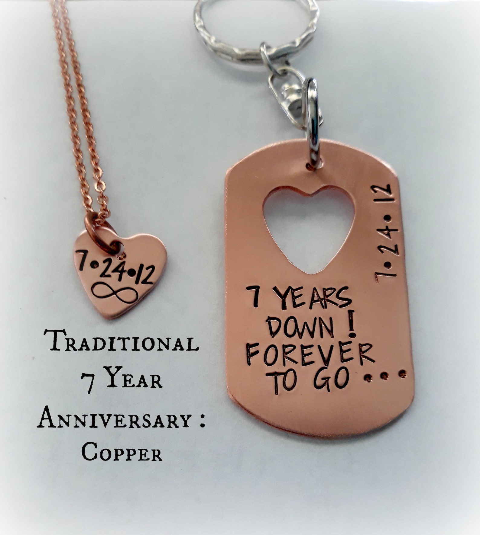 Copper 7th Anniversary Gift Couples His Her Keychain & Etsy