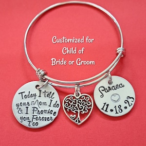 Trouwdagarmband voor stiefdochter, vandaag zeg ik tegen je mama/papa en ik beloof je ook voor altijd, dochter van bruidegom bruid cadeau