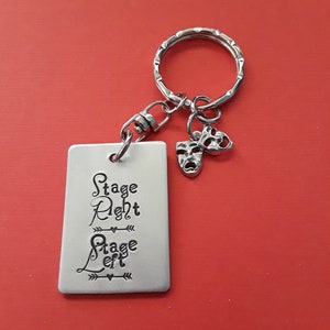 Theatre Gift, Hand Stamped Theater Keychain, Stage Left Stage Right, Don't Break Character, Gift for Actor, Actress, Thespian, Acting Coach image 1