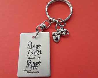 Theatre Gift, Hand Stamped Theater Keychain, Stage Left Stage Right, Don't Break Character, Gift for Actor, Actress, Thespian, Acting Coach