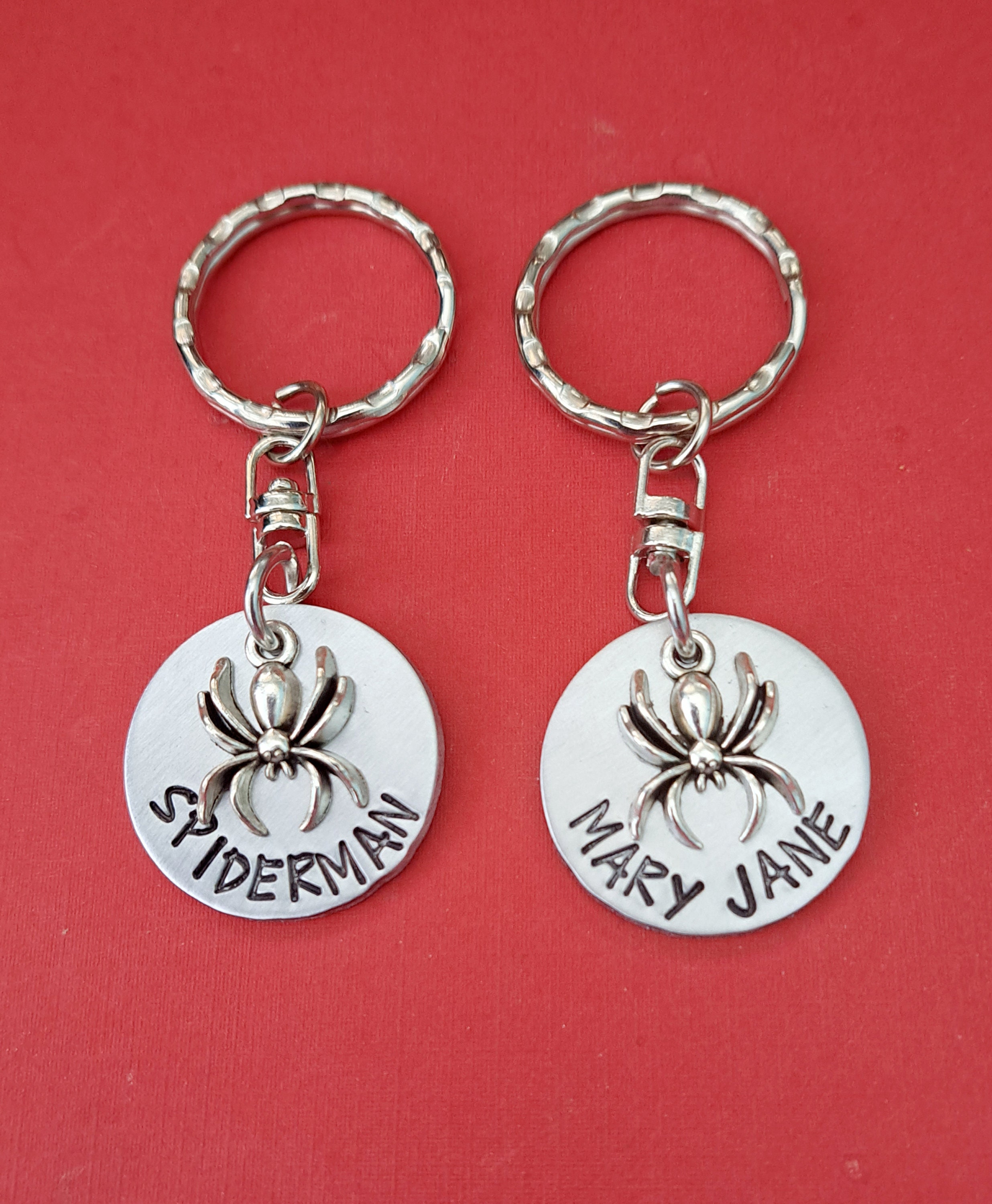 Spiderman & Mary Jane Keychain or Necklace Set, Matching Key