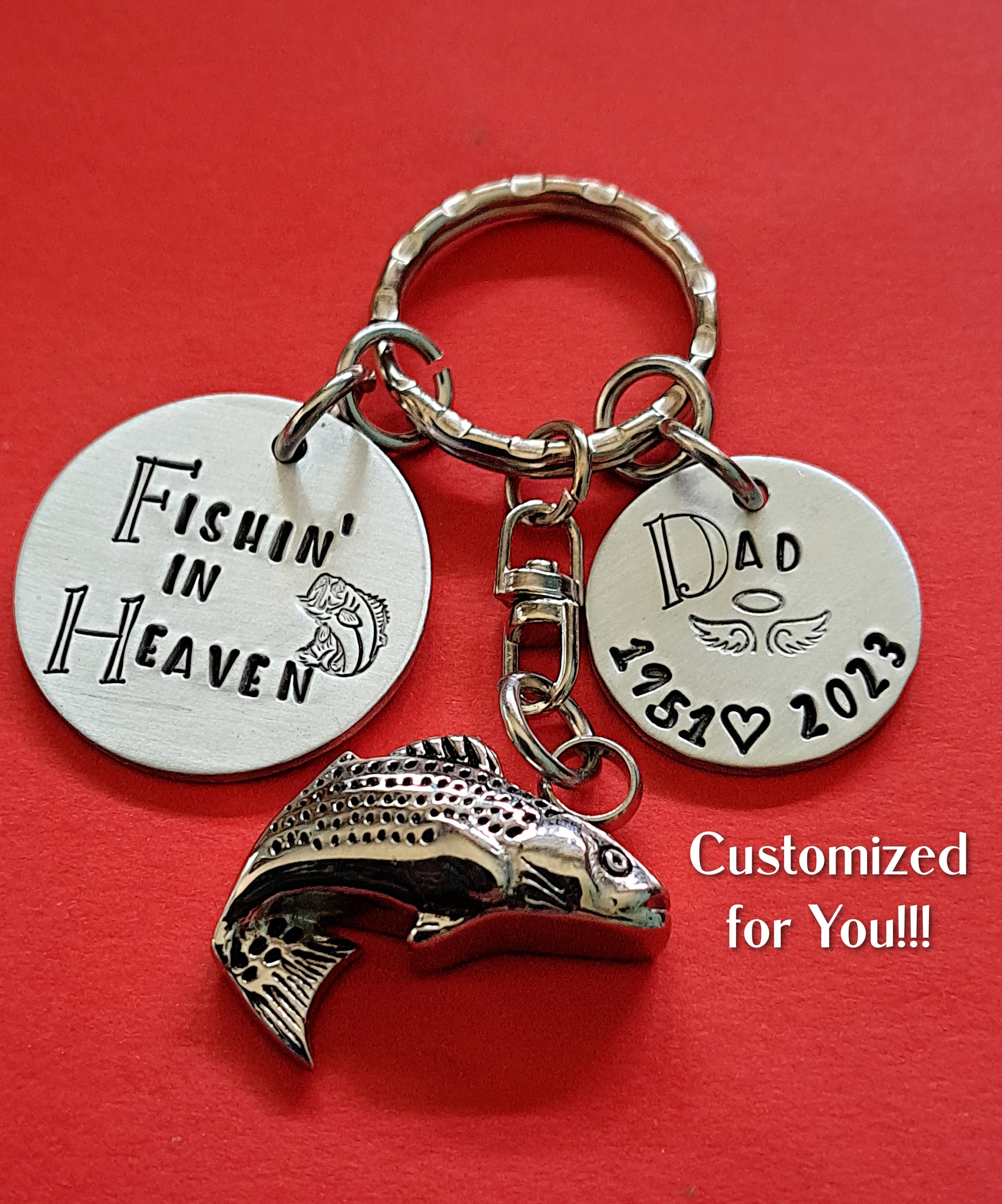 Fishing in Heaven Memorial Keychain, Fisherman Memorial, Personalized Dad  Memorial Key Chain, Hand Stamped Fish Cremation Jewelry Urn -  Canada