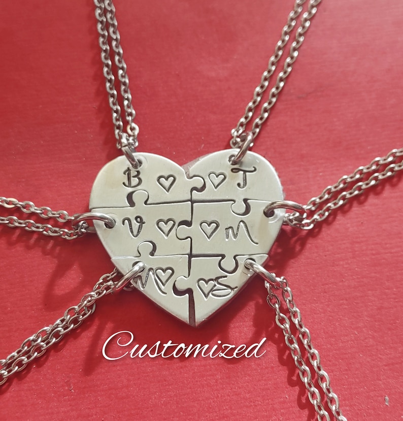 Six Heart Puzzle Piece Necklace 6 Piece Puzzle Set 6 Best Etsy