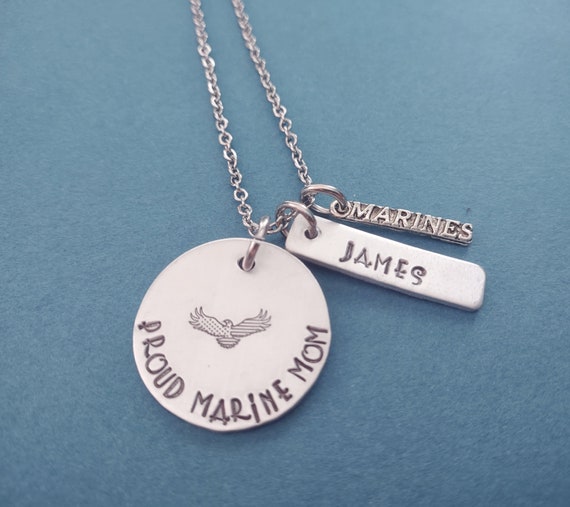 Proud Marine Mom Necklace Military Mom 