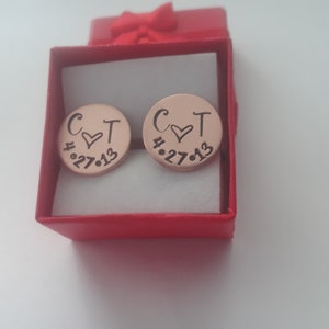 7 Year Anniversary Copper Cufflinks, Personalized Hand Stamped Cufflinks, 7th Anniversary Gift for Him, Gift for Husband, Copper Anniversary image 7