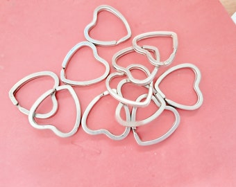 Destash /Heart Shape Key Rings  30mm x 32mm Stainless Steel - Quantity 10