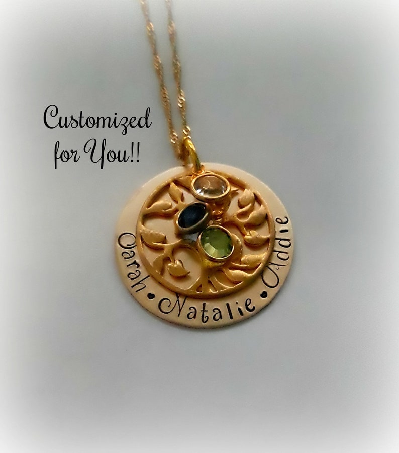 mothers necklace with children's names gold