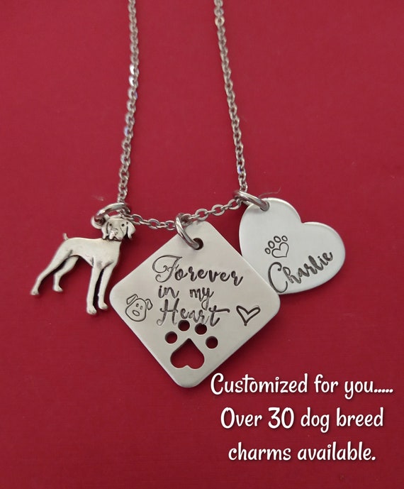 Dog Memorial Necklace Personalized Custom Stamped Pet Etsy