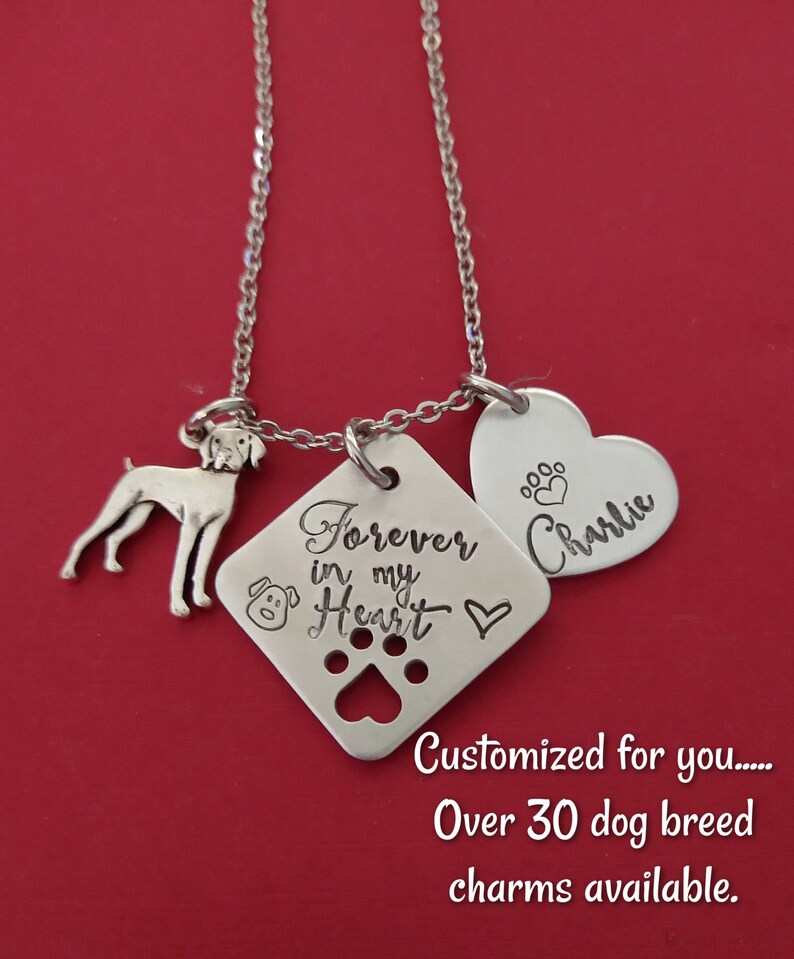 Dog Memorial Necklace Personalized Custom Stamped Pet Etsy
