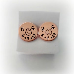 7 Year Anniversary Copper Cufflinks, Personalized Hand Stamped Cufflinks, 7th Anniversary Gift for Him, Gift for Husband, Copper Anniversary image 6