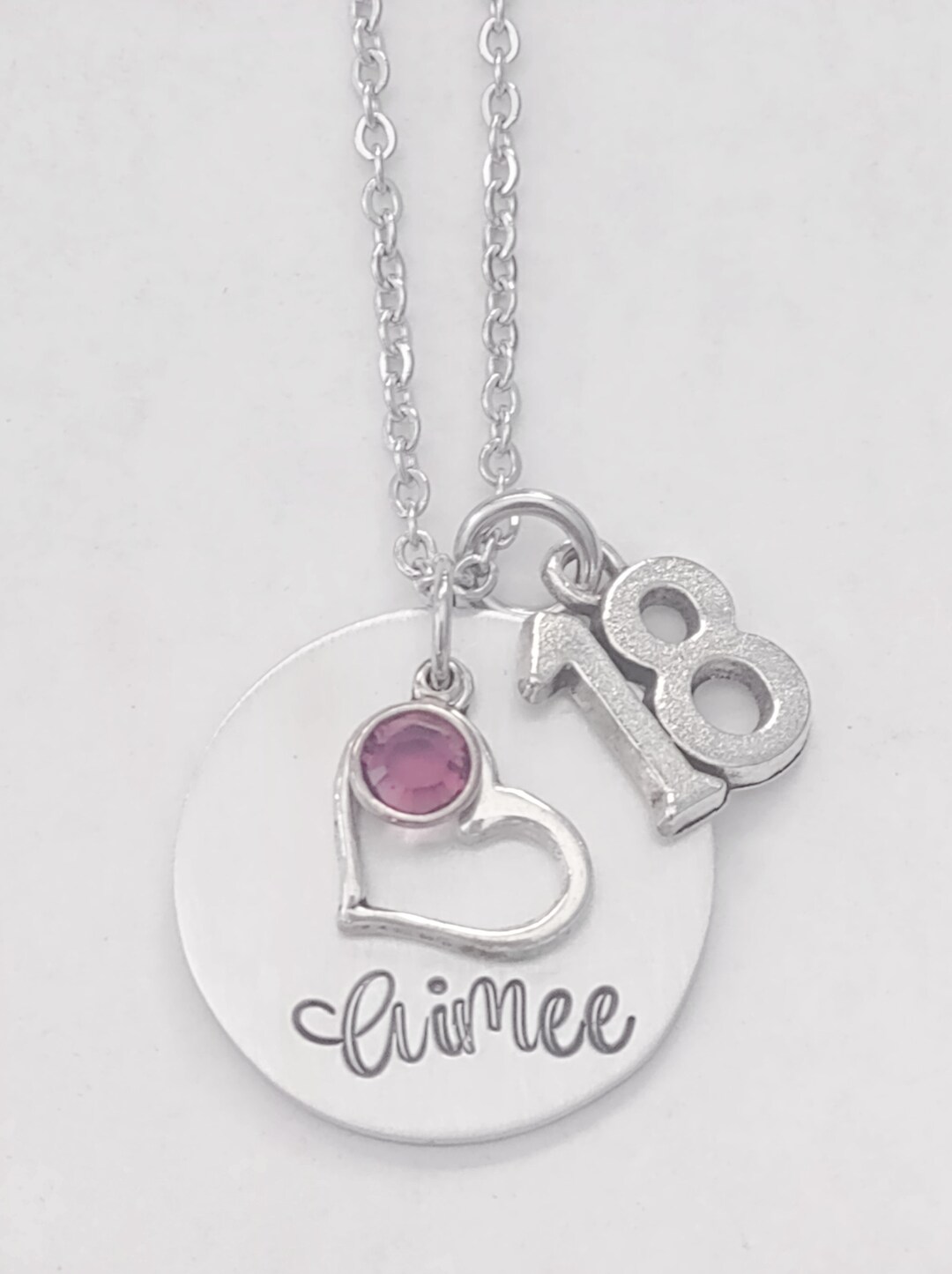 Personalized 18th Birthday Necklace, Swarovski Birthstone Name