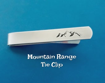 Mountain Tie Clip, Thank you for being my Groomsman Tie Clip, Personalized Gift for Groomsmen, Mountain Wedding, Best Man, Anniversary Gift
