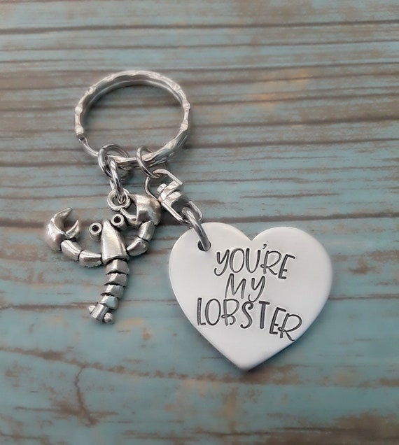 You're My Lobster Key Chain Hand Stamped Keychain Heart Etsy