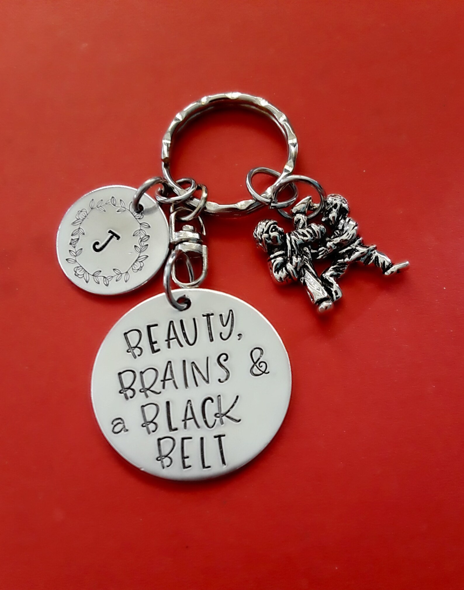 Personalized Martial Arts Keychain Hand Stamped Karate Key Etsy
