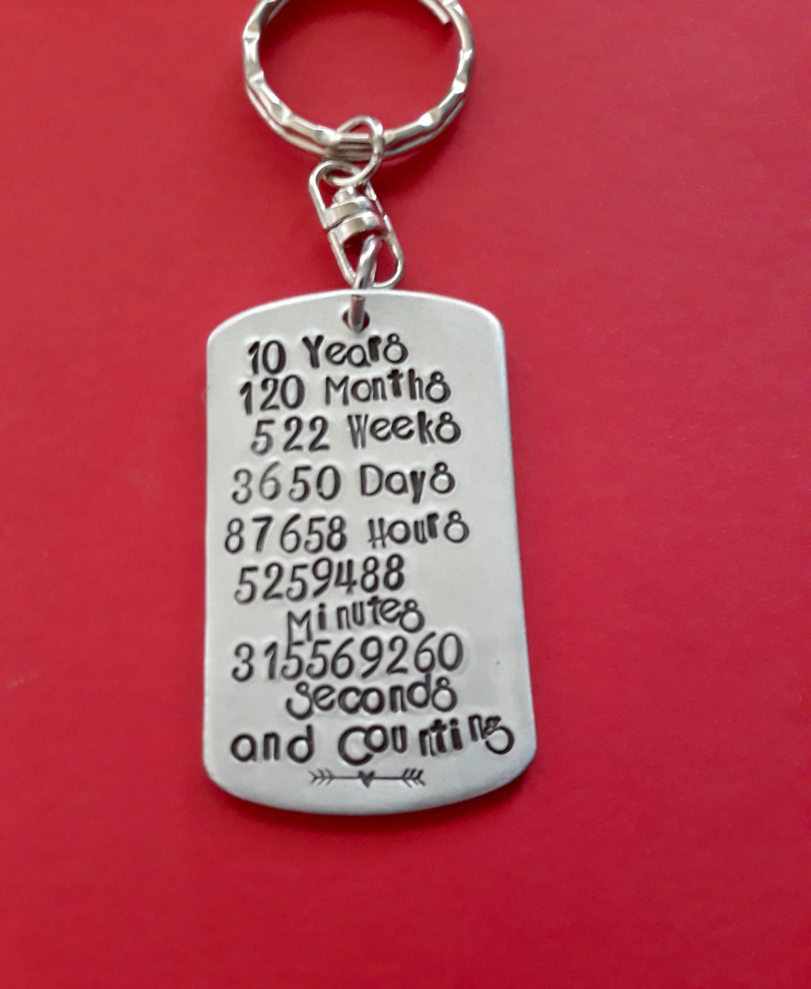 10 Year Anniversary Keychain Aluminum Tin Traditional 10th Etsy