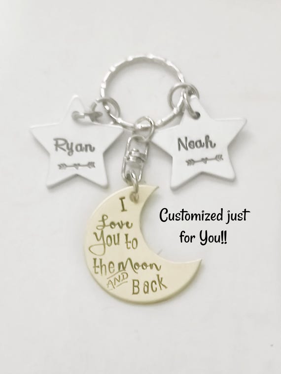 Love You To The Moon & Back Personalised Photo Keyring Anniversary Gift Couples | UK