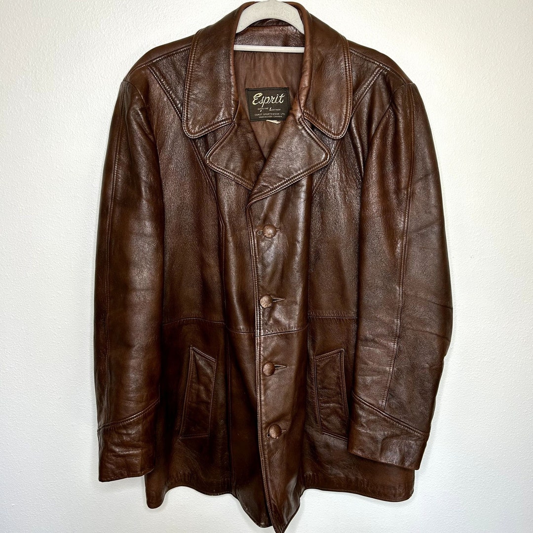 Vintage Esprit Brown Leather Jacket Etsy