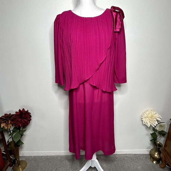 Vintage Sandi Dee Pink Midi 1980s Dress - image 1