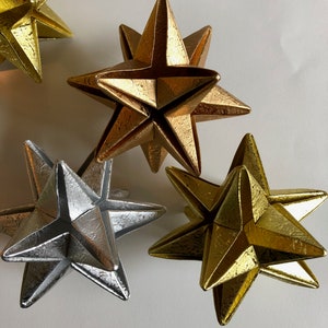 Kerstboomdecoratie / sterornament in zilver, goud, messing / origamister / vakantiedecoratie
