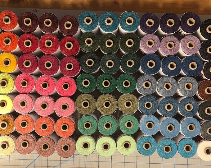 Crawford Waxed Irish Linen Thread, 4 Ply, Mint Green, Sage, Olive Drab