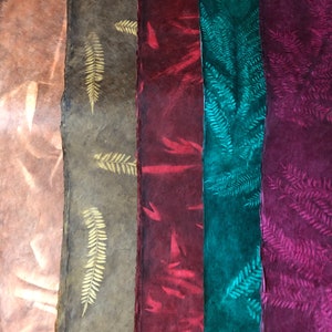 Papier himalayen Lokta, 19 x 29 po., impression solaire, reliure décorative et papier d'art, orange, marron, rouge, vert, rose