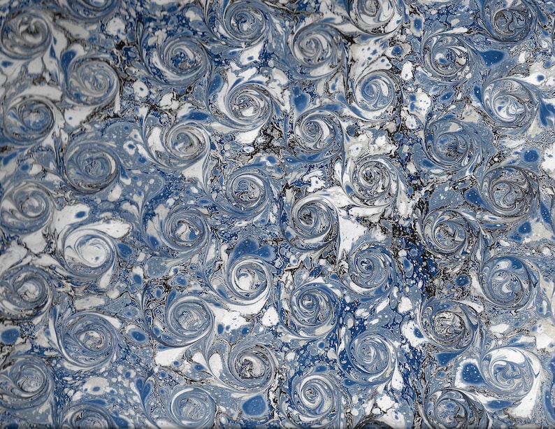 Decorative Paper Hand Marbled Paper Collage for Bookbinding 19 x 25 French Curl pattern Fine Arts Scrapbooking